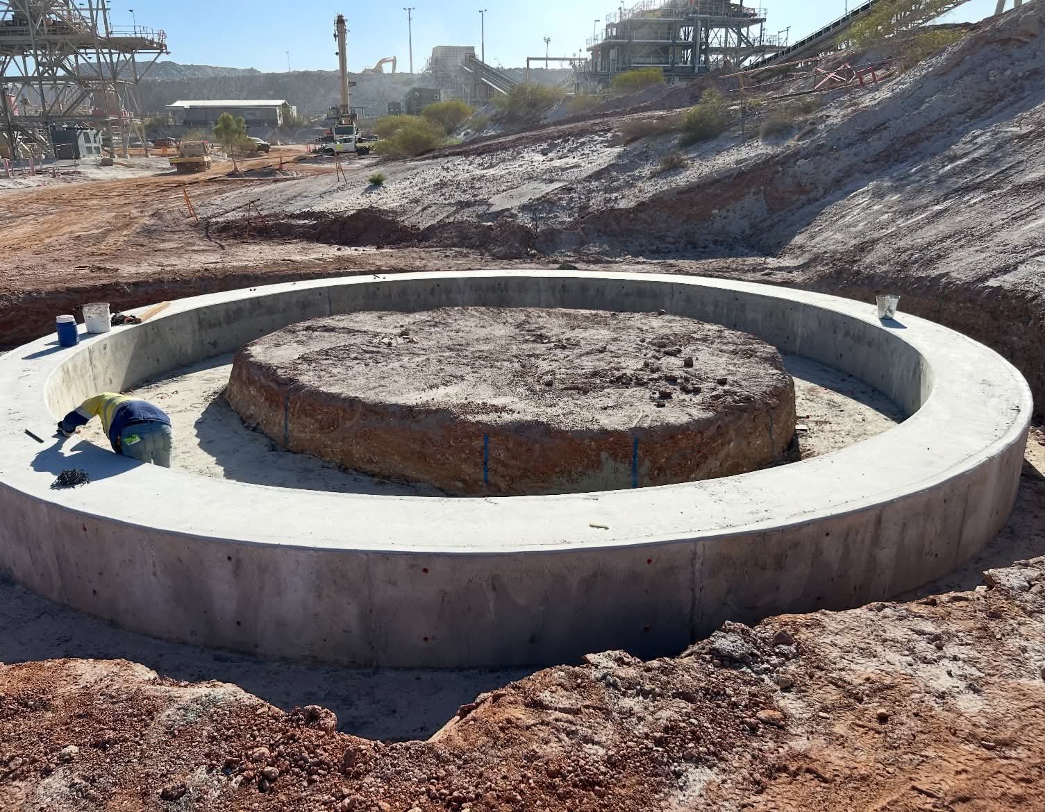 Finished concrete ring wall at a Western Australian mine site