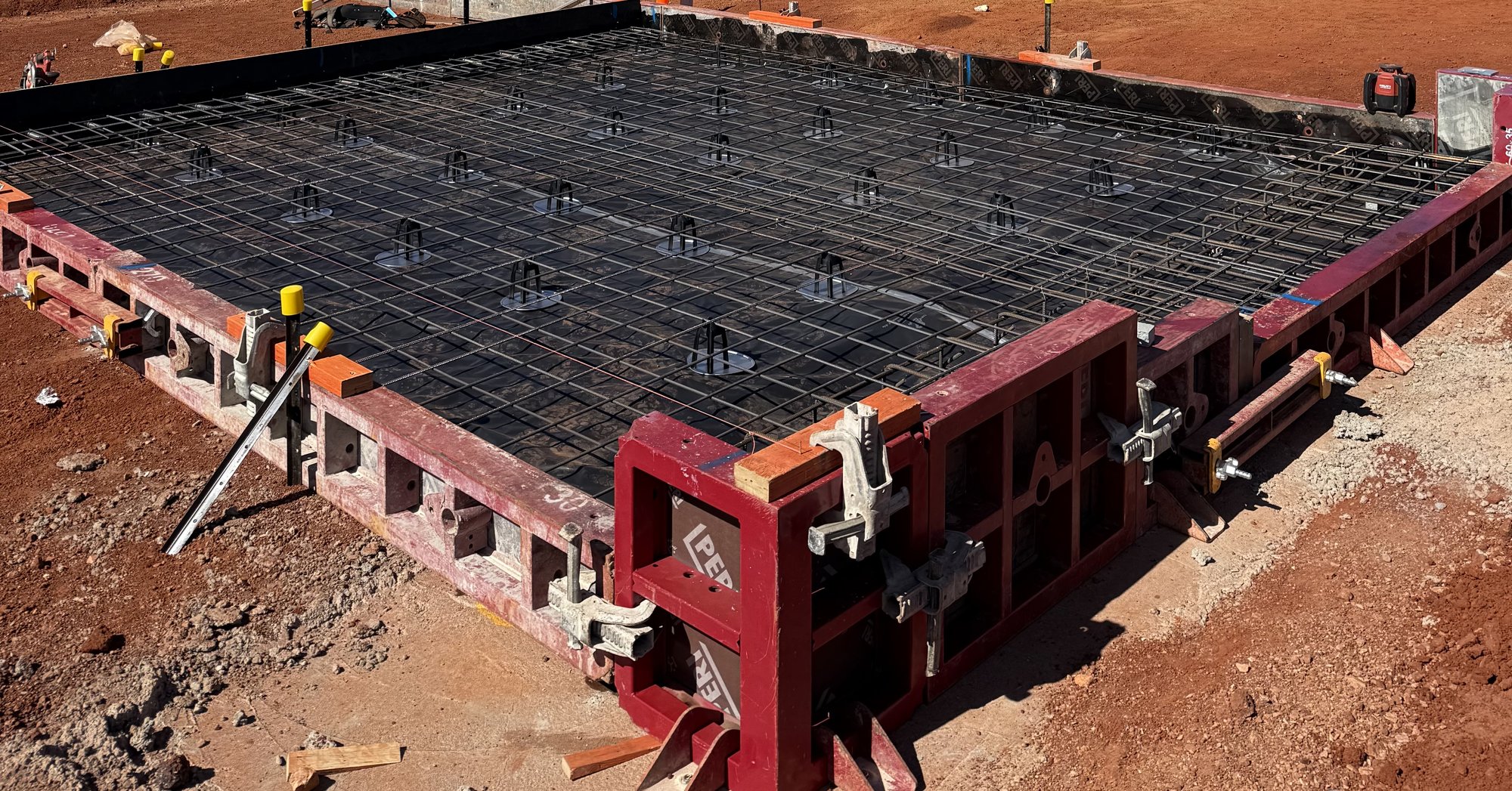Modular formwork slab ready for pour
