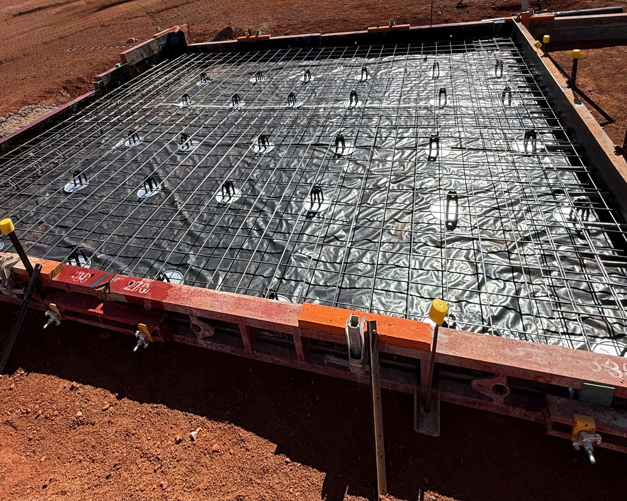 Reinforced pad ready to pour