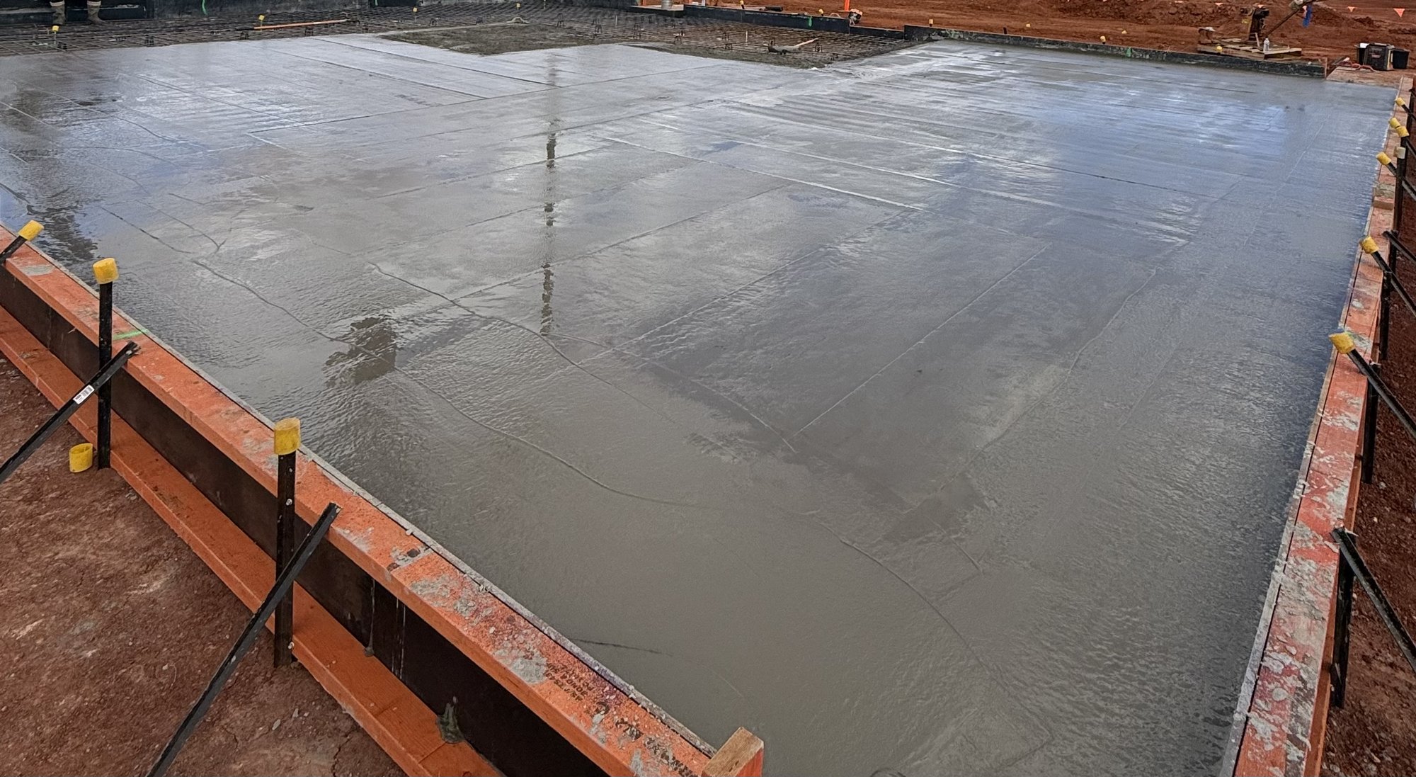 Freshly poured concrete slab on a mine site