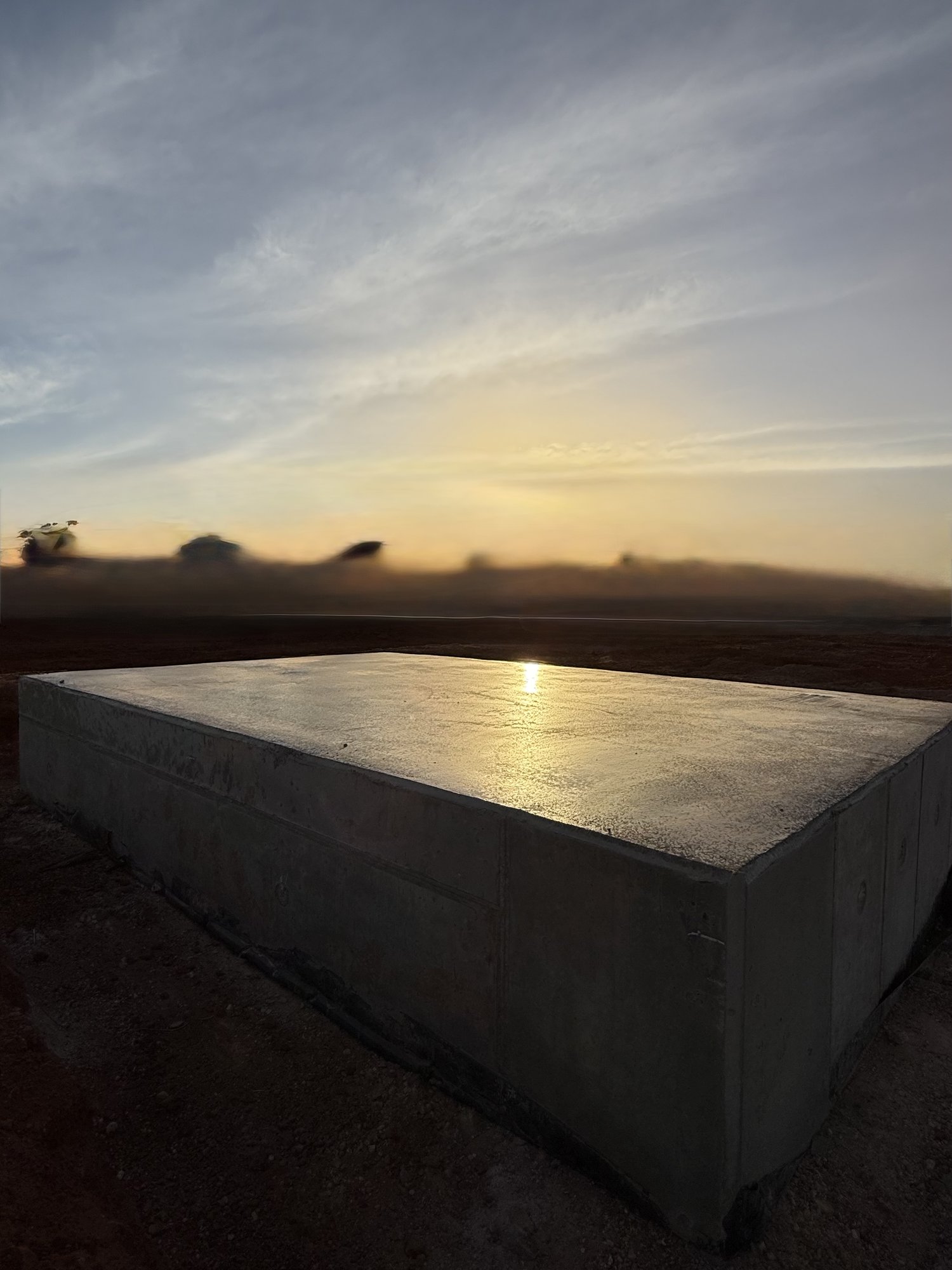 Finished concrete block at sunset on a remote WA site
